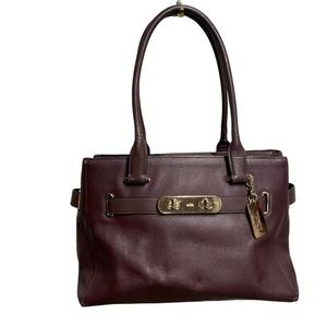 COACH NY Oxblood Maroon Pebbled Leather Handbag Shoulder Bag Purse Tote